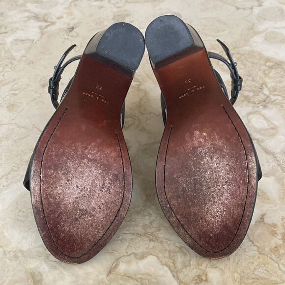 Rag & Bone Deane Leather T-Strap Sandals Stacked Heel - Picture 13 of 16